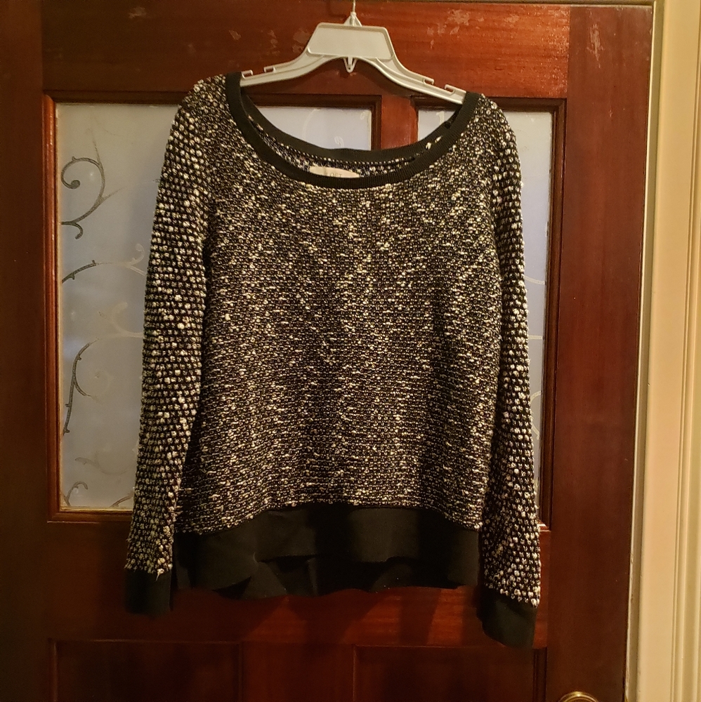 Ann Taylor Loft Black/White Nubby Cotton Sweater!